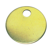 Marker Tag, Brass, Circle, 1 Hole, 1.0" (25mm) x .040" (1.02mm)