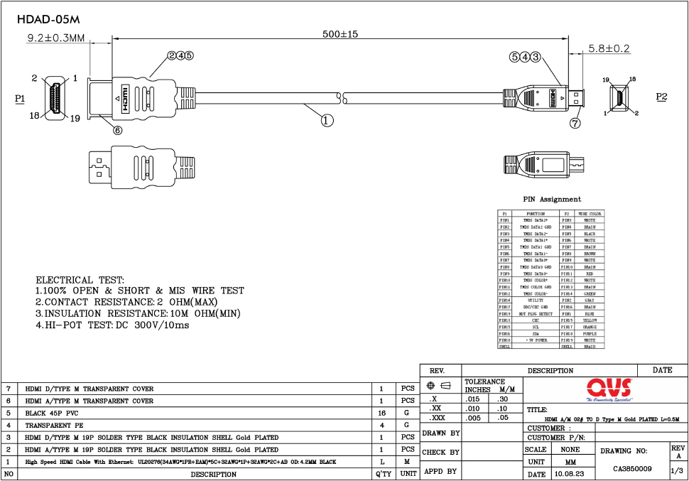 HDAD-05M HDMI Cable [HDAD-05M] - $16.950 : Industrial ... dvi to vga pinout diagram 