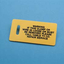 Telephone Ground Tag, 2.75"x1.38" w/slot, 'Warning - Click Image to Close