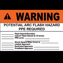 Vinyl Adhesive Sign, 7"x5"H, 'Warning Potential Arc - Click Image to Close