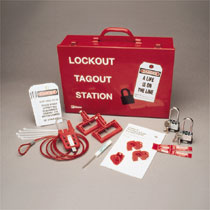 Power and Panel Distribution Lockout Kit with components, Red