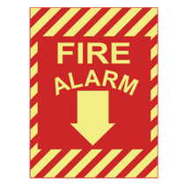 Adhesive Sign,PhotoLuminescent,'Fire Alarm symb',12"x9",1 sgn...