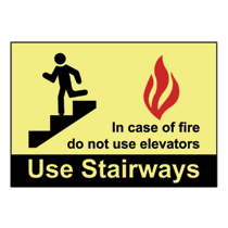 Adhesive Sign,PhotoLuminescent,'Stair/Exit symb',10"x7",1 sgn...