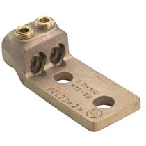 Copper Mechanical Lug, 2 Hole, 2 Barrel, #1 STR - 2/0 STR, 1/... Copper Mechanical Lug, 2 Hole, 2 Barrel, #1 STR - 2/0 STR, 1/...