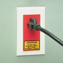 Receptacle Blockout Device, Blocks Standard 120V Receptacle, Red