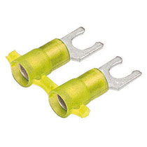 Short Locking Fork Terminal, nylon insulated, 12 - 10 AWG, #1... Short Locking Fork Terminal, nylon insulated, 12 - 10 AWG, #1...