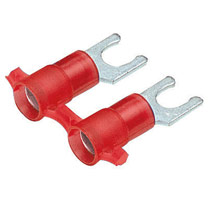 Short Locking Fork Terminal, nylon insulated, 22 - 18 AWG, #1... Short Locking Fork Terminal, nylon insulated, 22 - 18 AWG, #1...