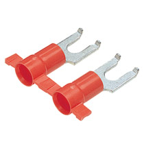 Flanged Fork Terminal, vinyl insulated, 22 - 18 AWG, #10 stud... Flanged Fork Terminal, vinyl insulated, 22 - 18 AWG, #10 stud...