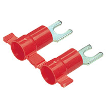 Short Locking Fork Terminal, vinyl insulated, 22 - 18 AWG, #1... Short Locking Fork Terminal, vinyl insulated, 22 - 18 AWG, #1...