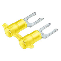 Locking Fork Terminal, nylon insulated, 12 - 10 AWG, #10 stud... Locking Fork Terminal, nylon insulated, 12 - 10 AWG, #10 stud...