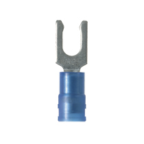 Locking Fork Terminal, wide tongue, nylon insulated, funnel e... Locking Fork Terminal, wide tongue, nylon insulated, funnel e...